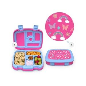 Bentgo Pink/Lavender Lunchbox Rainbows, Stars, Butterflies Hearts Print School